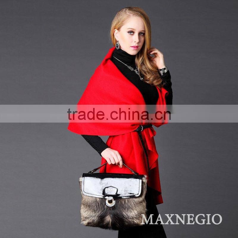 New arrival red color women wool knit winter poncho coats