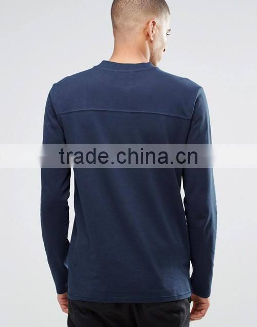 Fashion men baseball collar long sleeves top t-shirt custom