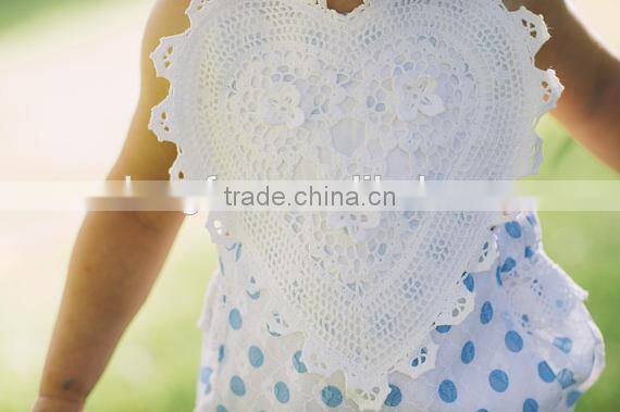 White & Blue Polka Dot Romper With Crochet Heart For Sizes 0-3 Baby Girl Clothes