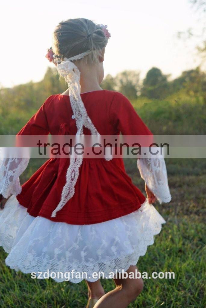 the latest style wholesale girls boutique dresses red lace dress