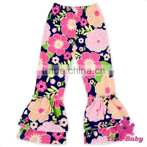 Fancy Wear Printed Pattern Two Layers icing Wholesale Girls Ruffle Pants