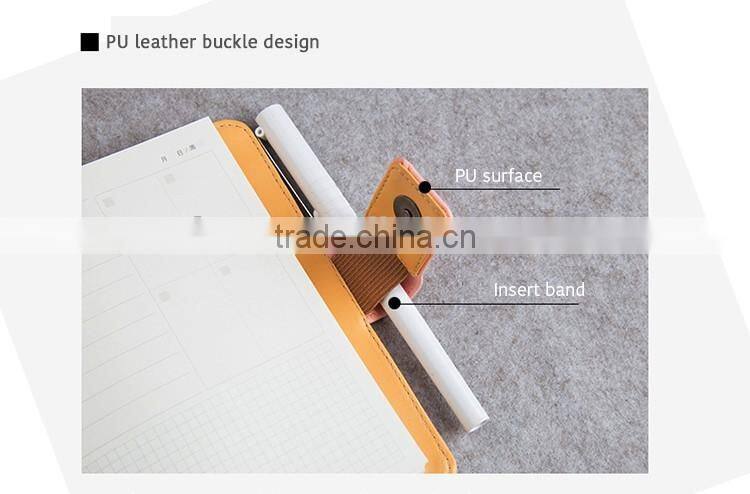 A6 pink PU leather agenda planner with ribbon bookmark /metal clasp /organizers