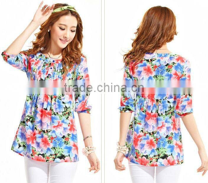 Women's new printed chiffon styles blouse 2013