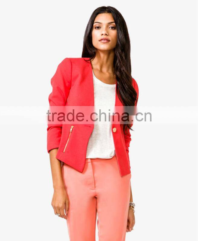 Collarless Knit Blazer