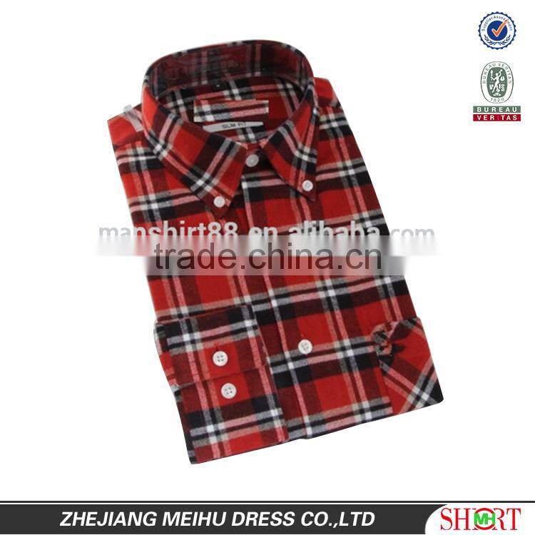 2017 New coming custom red black check flannel shirt men dress shirt design