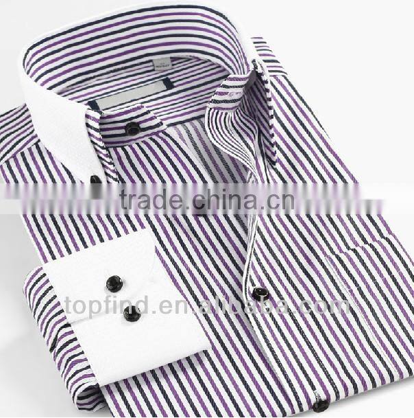 Formal double collar 100% cotton long sleeve stripe Men Shirts