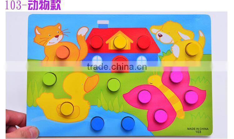 New wooden hand scratcher plate color shape matching board educational puzzle toys for kids