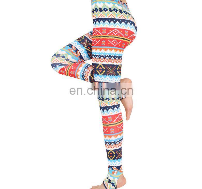 Hot sale fashion custom made colorful printed sports yoga Christmas legging