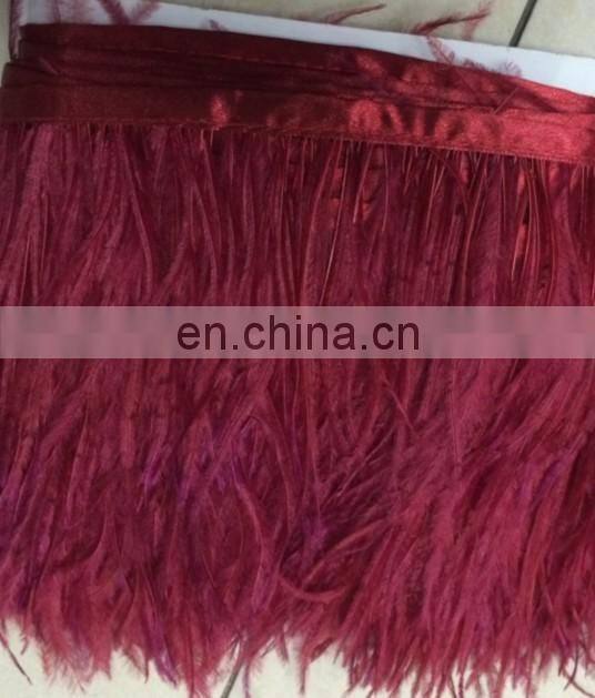 3-4 inch ostrich feather trimmings with satin ribbon