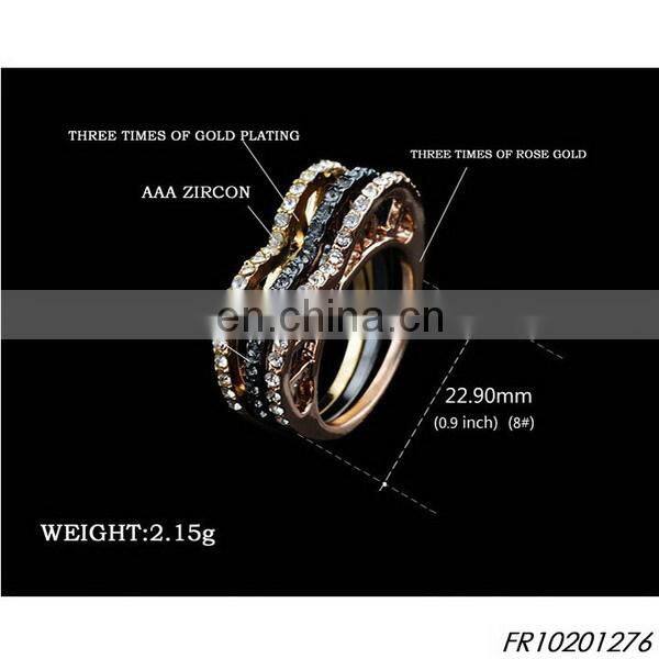 Gold set of four stacking ring with gemstone fashion opal ring jewelry