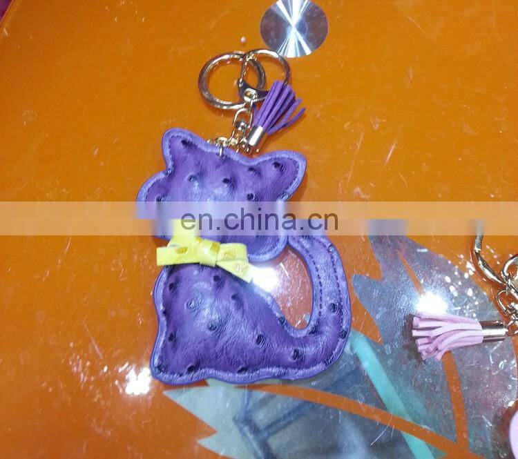 Handmade Leather Keychain Car Animal Key Chain Women Bag Charm Pendant Bag Accessories