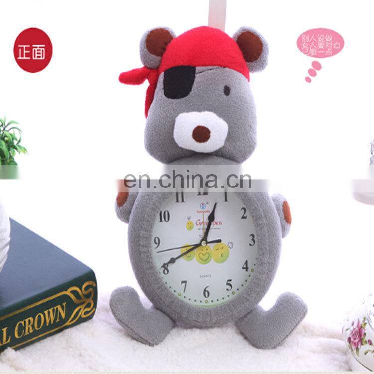 New design practical creative plush wall clock for sale Kids Gifts Plush cute animal Clock