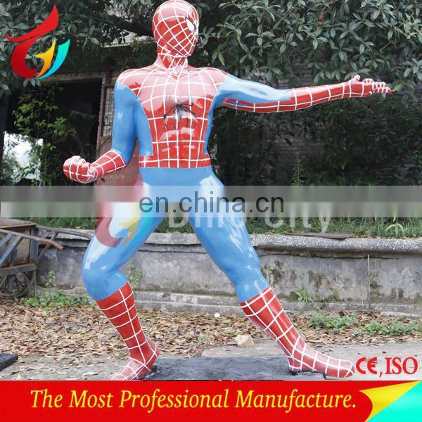 High Quality Superhero Charactor Life Size Spiderman Fiberglass Statue
