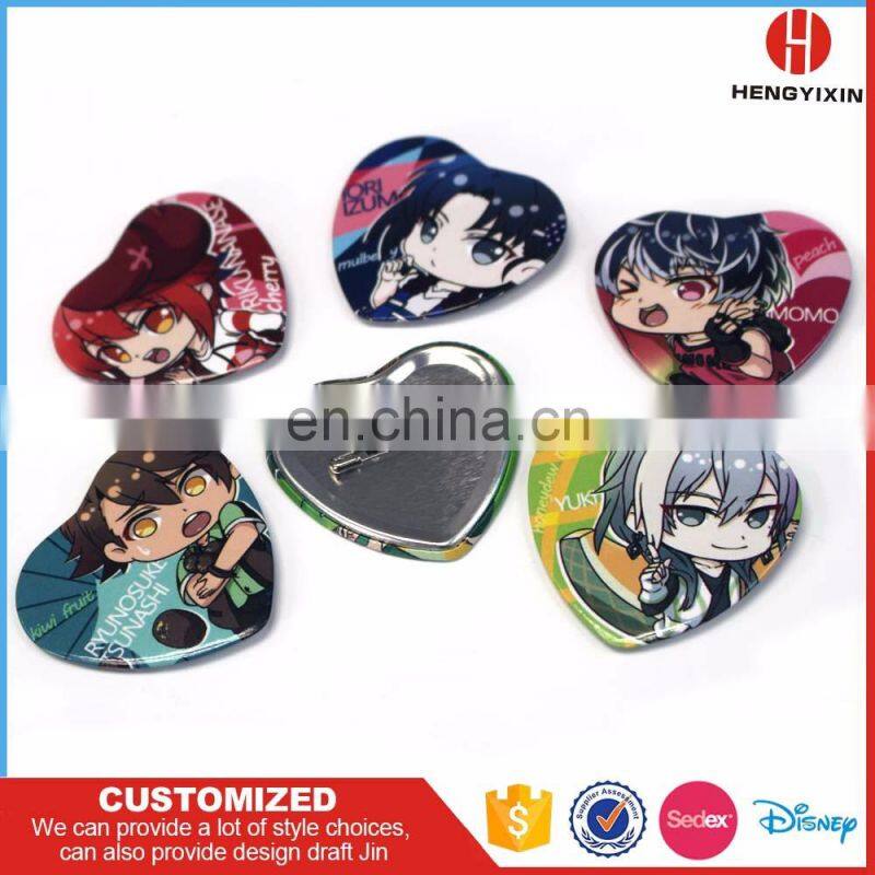 Handmade Quality Manufactory Heart, Star Button Badge/Tin Button Badge/Cosmetic Pocket Mirror For Promotion/Party