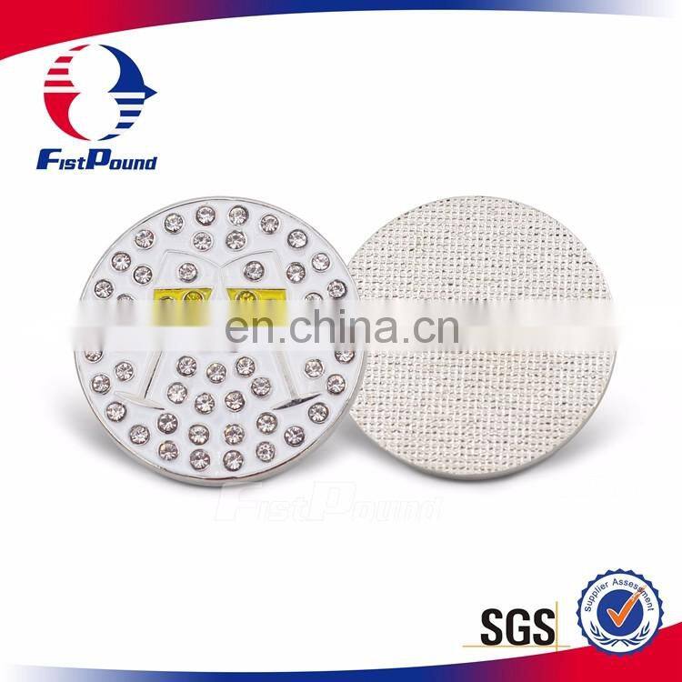OEM Manufacturer silver Crystal golf ball marker
