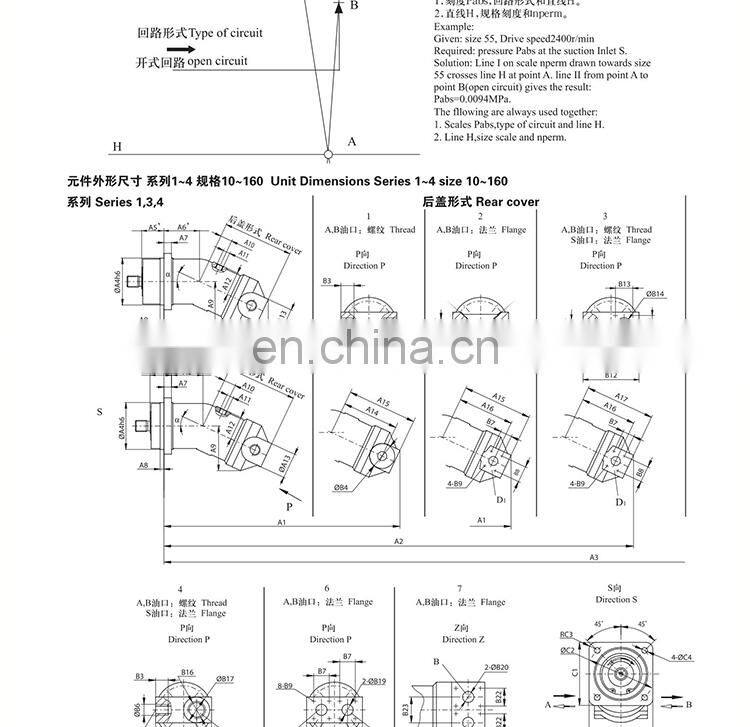 Oblique curved neck pump plunger pump/motor A2F55.80.160R2P1 Quantitative pump