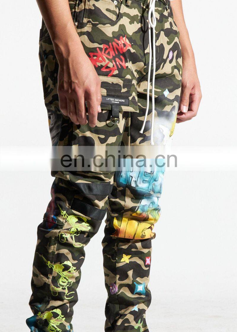 DiZNEW Military Army Cargo Camo Combat Work Jeans Pants With Printing