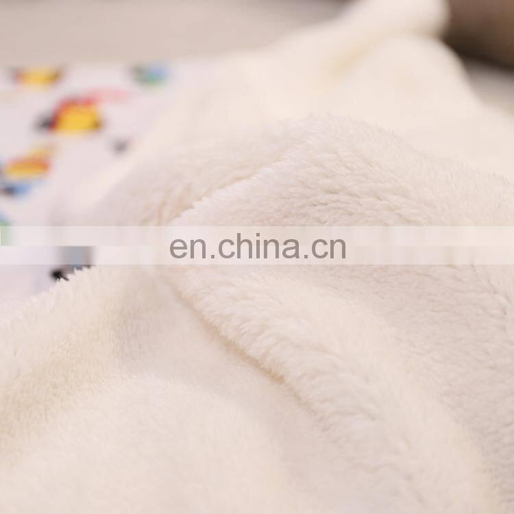 Custom cartoon design soft minky sherpa throw bed sofa blanket