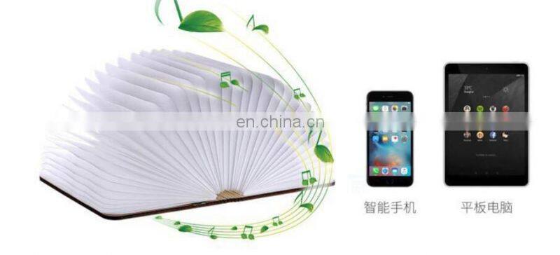 2019 new foldable Colorful LED wooden Light Bluetooth Speaker Book Lamp With Remote Control