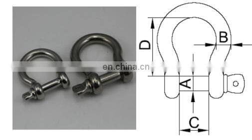 Stainless steel European type Bow shackle,Scerw Pin Bow Shackle
