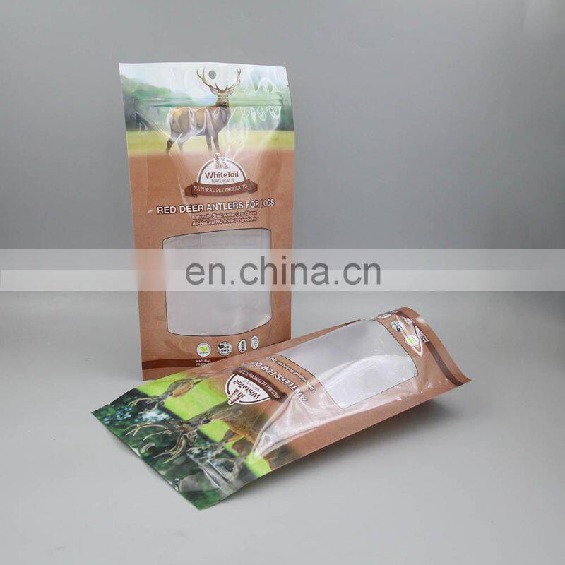 Customized food packaging bag composite zipper stand up pet food packaging bag