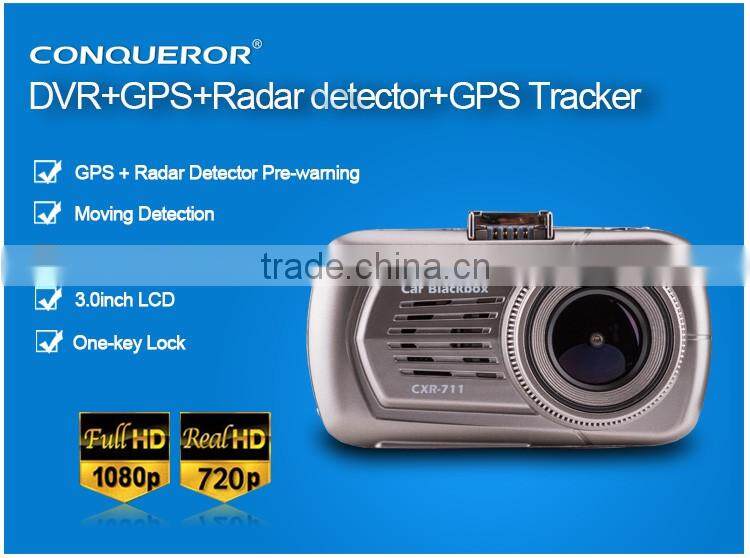 Taiwan company HD Car DVR with Speed Camera detector & GPS loggor and radar detector with gps tracker