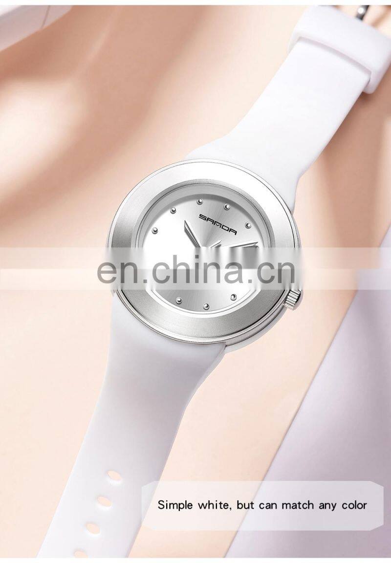 SANDA 3119 New Fashion Quartz Watch Women's Watches White Rose Gold Waterproof Women Casual Wristwatch