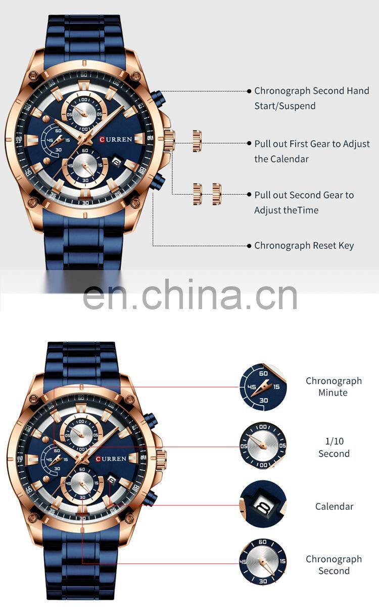 CURREN 8360 Latest Simple Men Watch Stainless Steel Chronograph Calendar Quartz Luminous Man Watch Sales Online