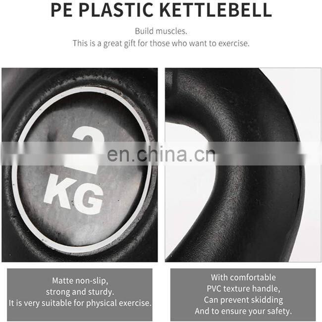 Durable vinyl and filled with cement plastic kettlebells set