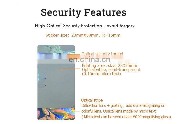 Adhesive Security Holographic Anti-counterfeiting Stickers with QR Code Printing for Verification