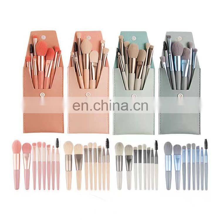 2022 Amazon Wholesale Travel 8Pcs Mini Professional Makeup Brush With PU Bag