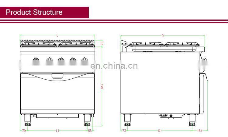 Stainless Steel Commercial 4 Burner Gas Cooking Range