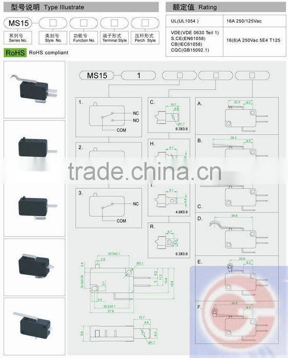 QUALITY pressure push button micro switch