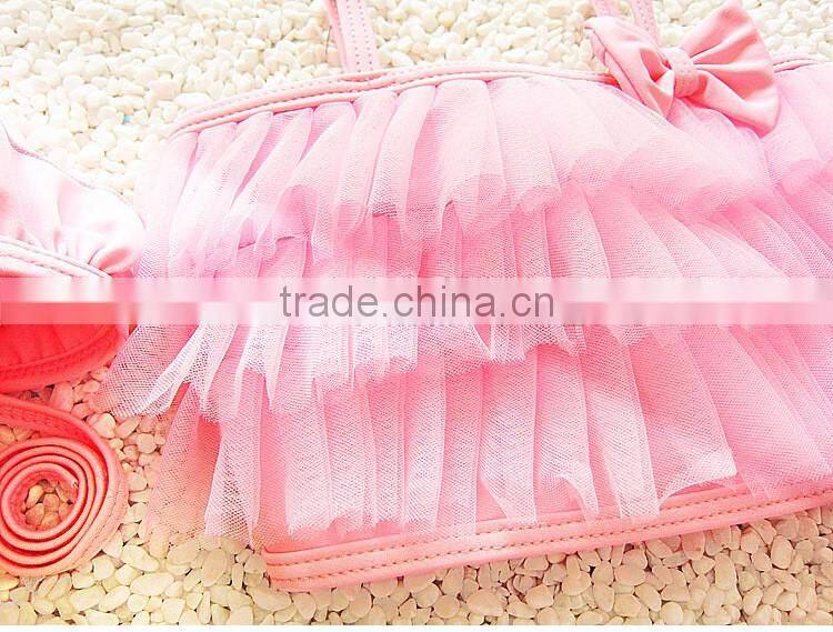 Hot sale girl three-pieces swimwear multilayer gauze sexy beachwear