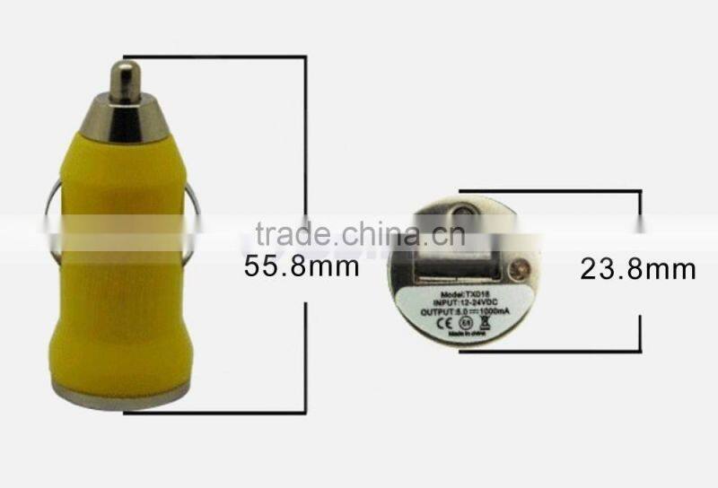 10 Colors Cheap Promotional 1A/5V Car Adapter USB Car Chargers For Mobile Phone iPhone