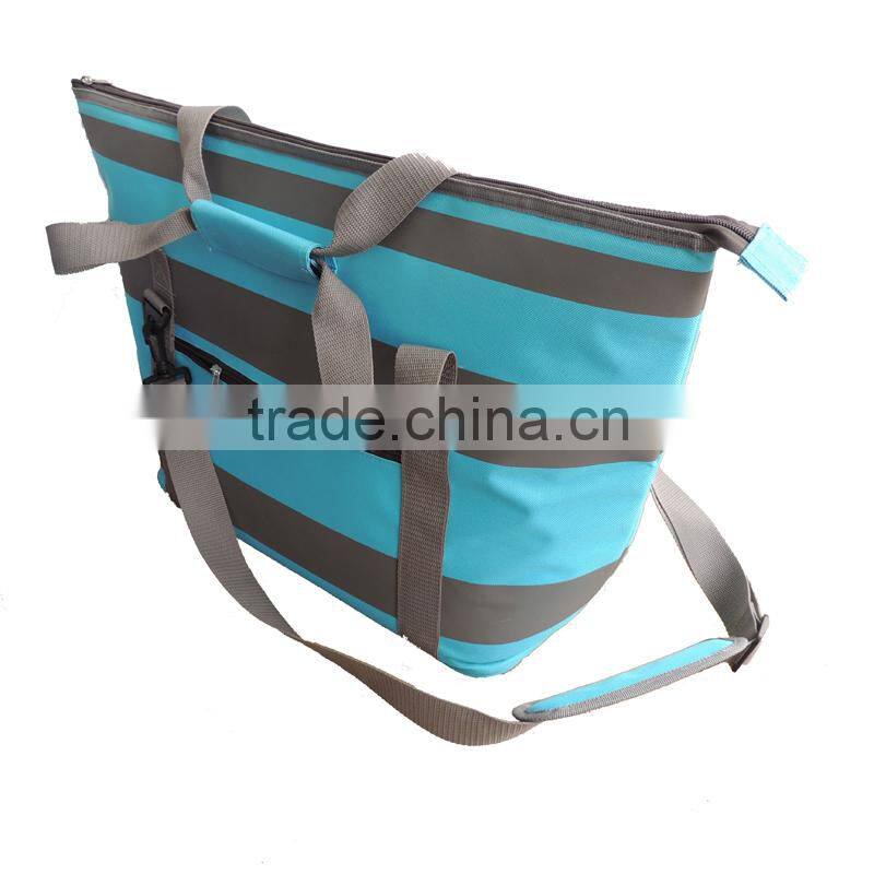 quality chic shopping bag with sky blue stripes