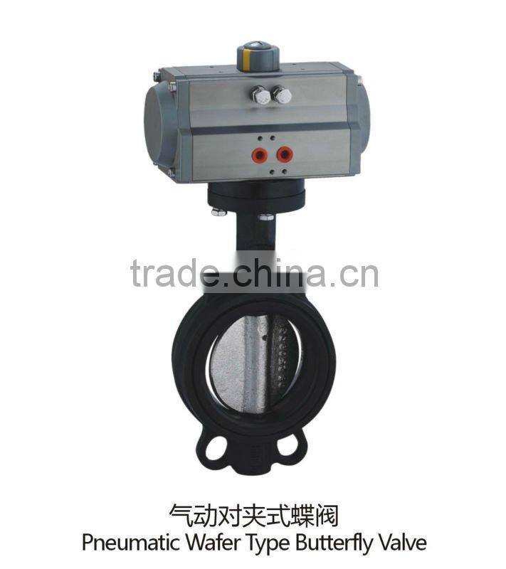 pneumatic butterfly valve lining PTFE or PFA with rack and pinion type pneumatic actuators,double action and spring return