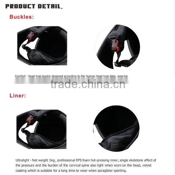 Fiberglass safety helmet with innovative ventilation for paragliding