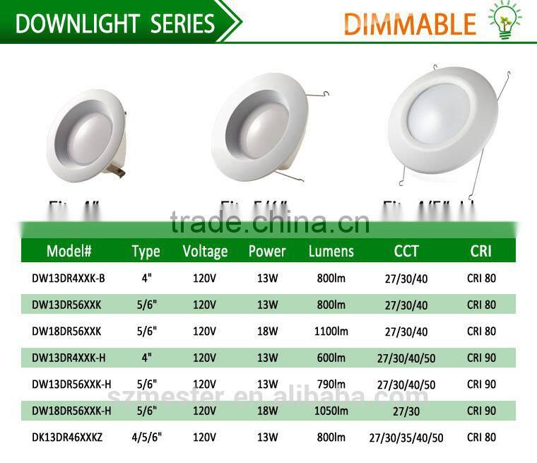 4"5"6" led disk light j box UL ES listed led downlight fits j box 13w CRI80 or 90