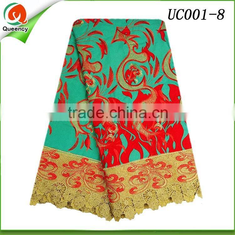 2016 new embroidery african wax prints fabric with guipure cord lace 6 yard on sale