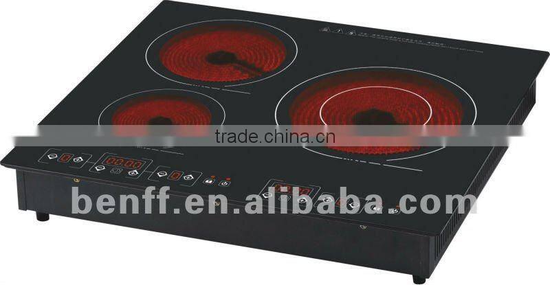 CE,CB,GS,RoHS,ERP certificate EUROKERA glass no raditaion electric stove 3 burners