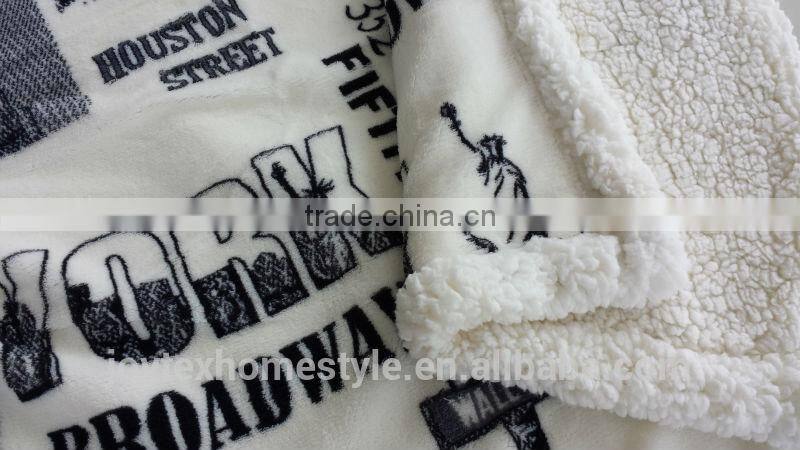 2014 hot-selling American style printed micro fleece sherpa blanket