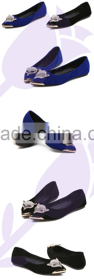 2015 spring newest european and american shallow mouth beaded flat pointed shoes women shoes