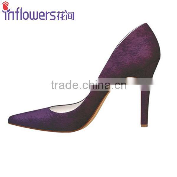 Purple satin materal eneglat women high heel shoes