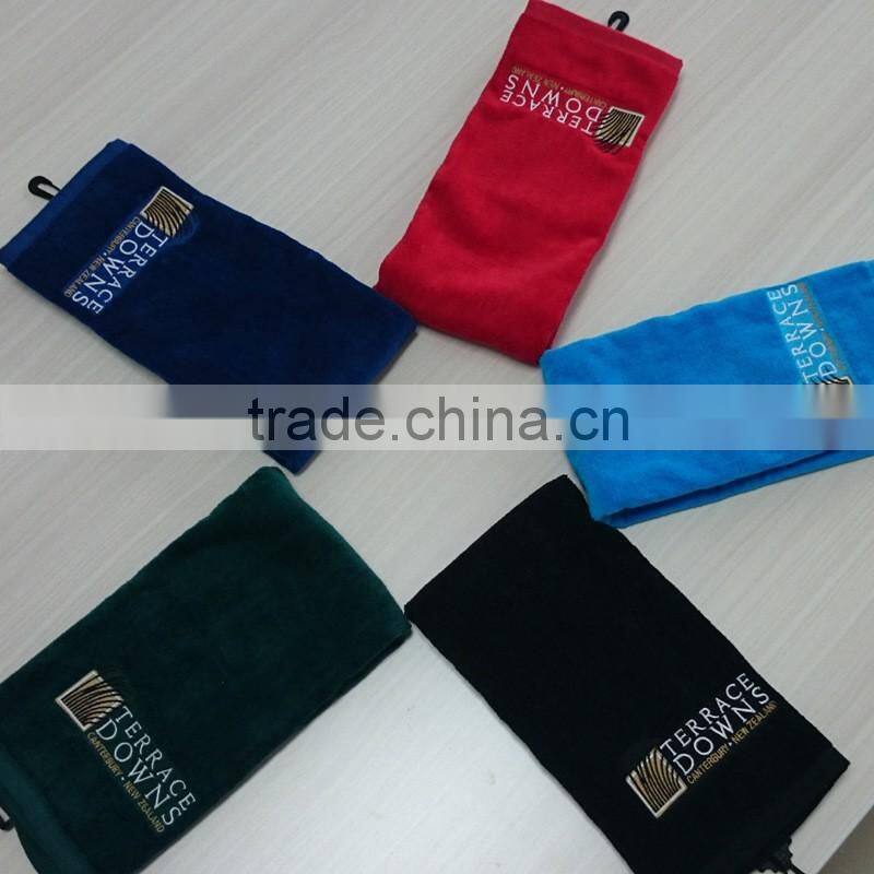 40x60cm 140g age group 100% cotton golf towel custom logo with embroidery