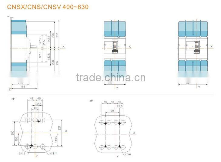 WNS Series Adjustable MCCB Moulded Case Leakage Protection Circuit Breaker with CE