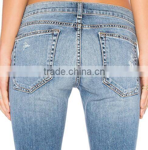 Guangdong Manufacturer Wholesale Price Ripped Skinny Women Denim Jeans