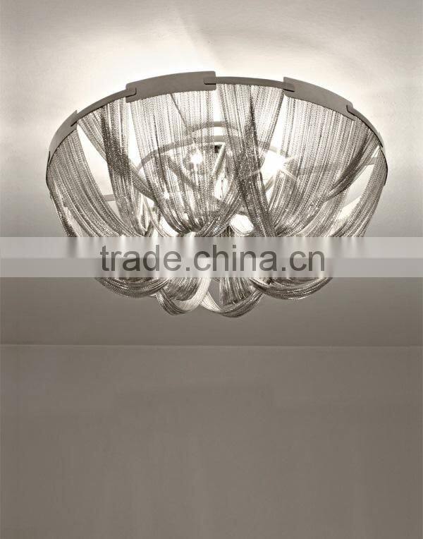 Aluminium Chrome chain suspension chandelier ceiling for Hotel Banquet Hall