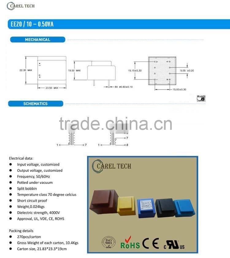 CE ROHS PCB Mount Encapsulated 240V to 3V Transformer, 440V Transformer, PCB Mount Power Transformer 4VA 9V