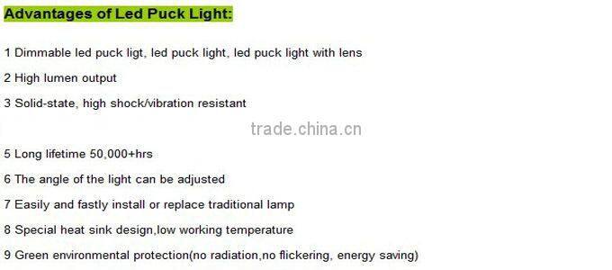 3*1W recessed mounted 12v led puck lights CE RoHS